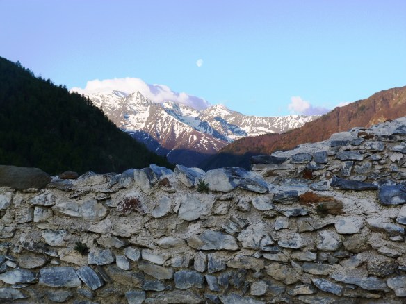 Snow-capped peaks of the Pyrenees (3200 m) from Montréal de Sos.