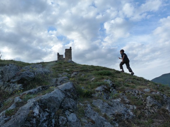 Climbing up to the Chateau de Miglos, 2011