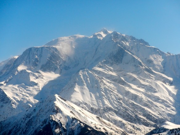 Mont Blanc seen from the west (Mégeve) in Marcg 2014