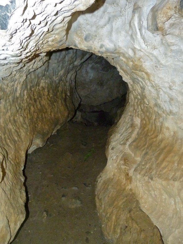 Deep within the Grail Cave - the passage is less than 1 metre high here.