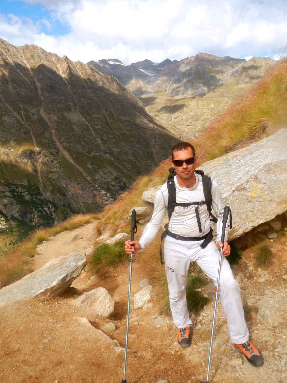 Yannick on the track down from the hut to the valley.