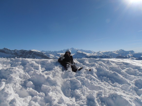 Mont Blanc in the distance seen from the top of Charmossiere
