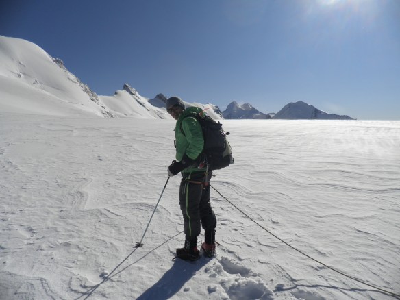 Yannick breaking the trail in about 50 cm fresh snow.