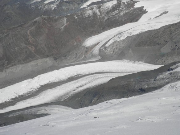 Looking down onto the Schwartze glacier and the Gorner glacier.
