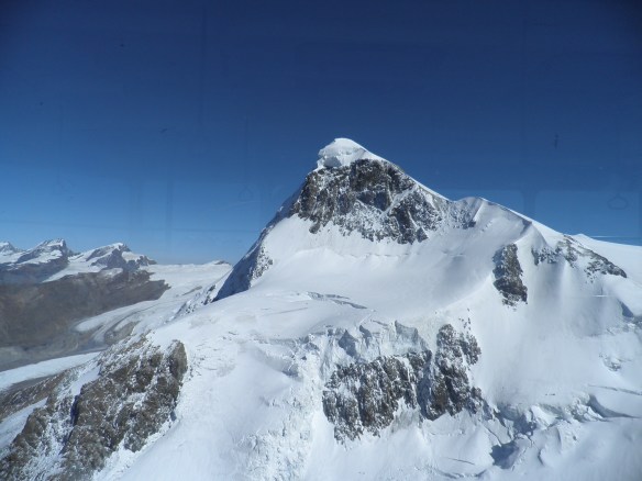 Looking back towards Breithorn as we head down.